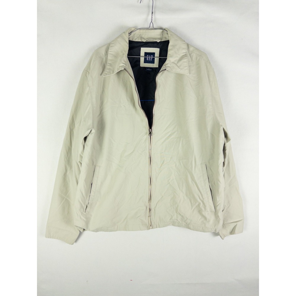 Gap Zip Up Harrington Jacket Mens L Khaki Tan Lined Casual Streetwear Classic